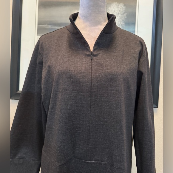 $475 Kal Rieman Charcoal Gray Shirt Dress Size Large Lagenlook Minimalist EUC - Picture 5 of 12